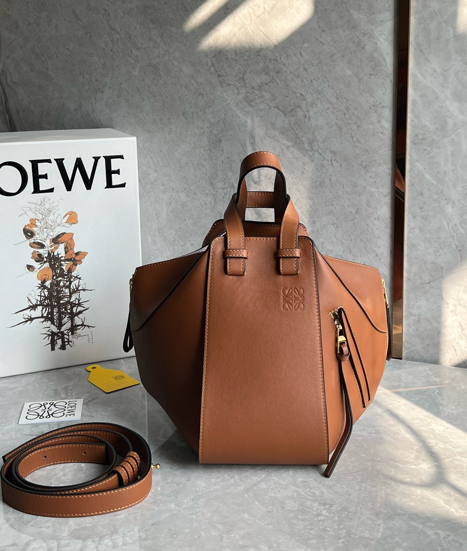 Loewe Small Hammock Bag in Classic Calfskin Caramel